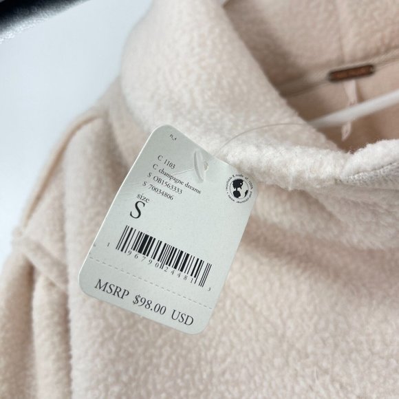Free People Fleece Champagne Dreams Poppy sweater Cropped Pullover NWT Size S - Picture 5 of 7